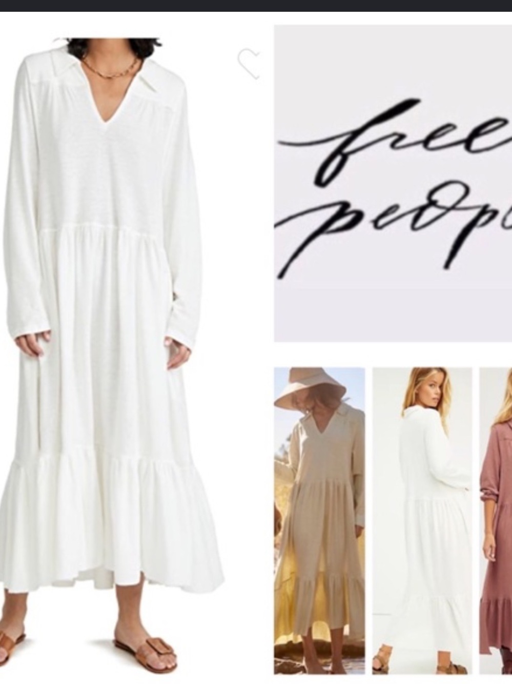 Free People Fp Beach Moonlight Ivory Summer Bohemian Midi Dress Size M